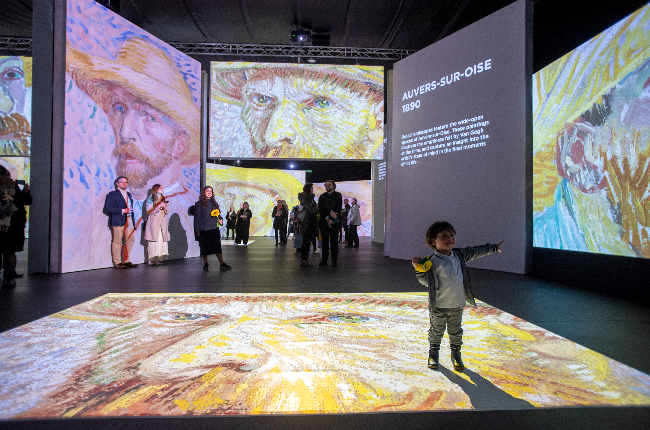 Works of Van Gogh projected on to walls.